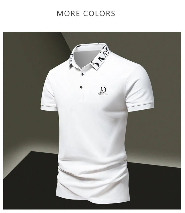 Sommer Herren-Poloshirt modisches Eisseide schnell trocknendes Kurzarm-T-Shirt einfarbig locker sitzendes Businesskragen-Oberteil