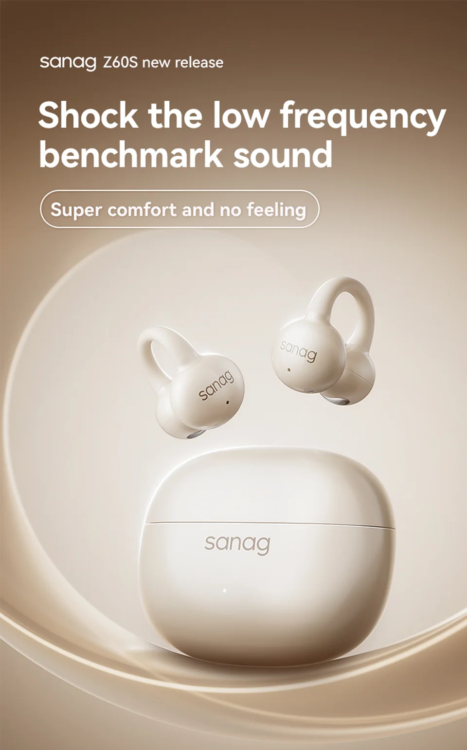Sanag Z60S Ohrclip-Kopfhörer OWS HiFi-Sound Open-Ear-Ohrhörer Audífonos Bluetooth Kabellose Kopfhörer Flash-Sale Headset