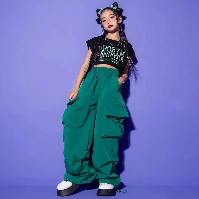 Cargo Pants for Teenage Kids New Summer Streetwear Hip Hop Sweatpants for Girls Baggy Wide Leg Straight Trousers 6 8 10 12 14 Y