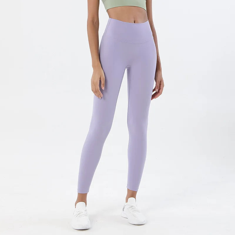 SOISOU Nylon Yogahosen Gym Leggings Damen Mädchen Fitness Weiche Strumpfhosen Hohe Taille Elastisch Atmungsaktiv Keine T-Linie Sporthosen