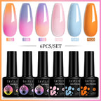 LILYCUTE 7ML 6PCS Neon Gel Nagellack Set fluoreszierend Farbwechsel Semi Permanent Soak Off Maniküre-Kit Nail Art Gel