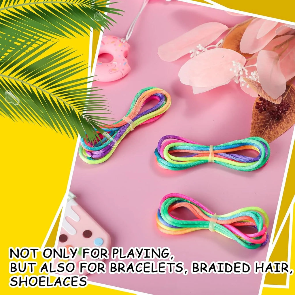 Regenbogen Cats Cradle Schnur 1.6M/63 Zoll Lange Regenbogen Bunte Fingerschnur Chinesische Fingerspiele Spielzeug für Kinder