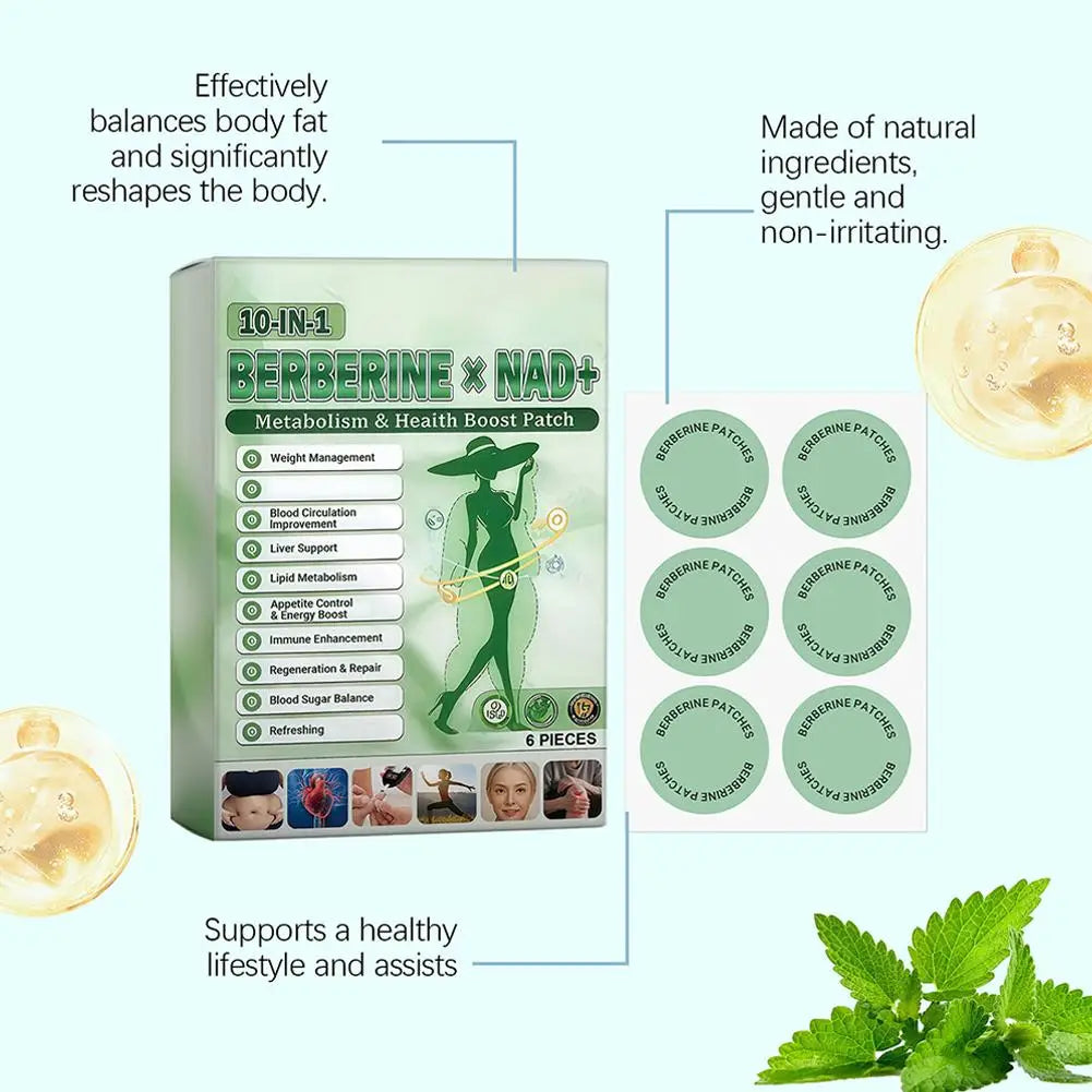 Berberin-Pflaster Nano-Microneedle-Pflaster mit natürlichen Inhaltsstoffen, täglicher Gewichtsmanagement-Körperstraffungsaufkleber für Frauen und Männer