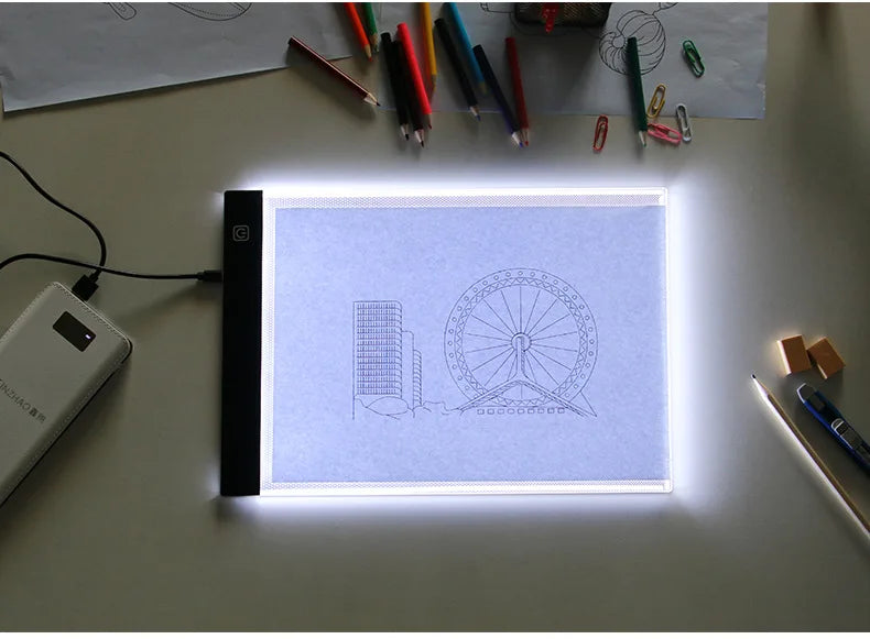 LED Leuchtpad Kopiertisch Transparentes Schreib- und Zeichenbrett Ideal für Künstler und Studenten Anime-Kunst Replizierung Zeichentool