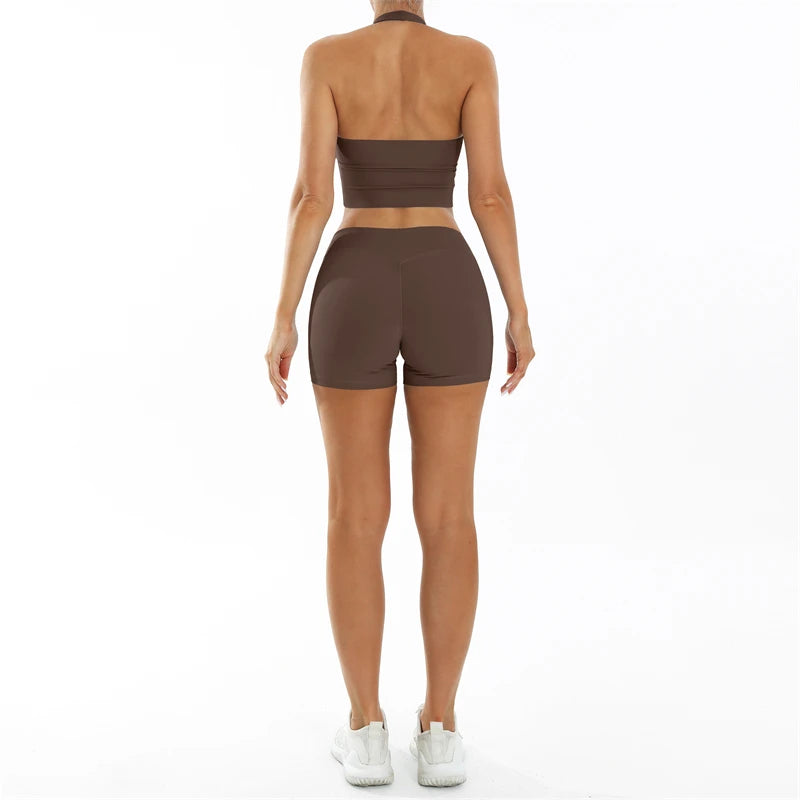 Scrunch-Sportanzug Damen Yoga-Set Gymnastik-Kleidung Sexy Sport-BHs und Schlaghosen-Sets Fitness-Outfits Damen Trainingskleidung