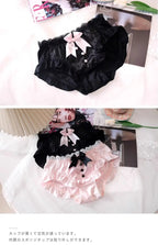YUQI Kawaii Japanisches Lolita Dessous-Set - Süßer Schleifen-BH-Bezug & Höschen für kleine Brüste, Reiner Sexy Teenager-Mädchen-Charme XS-S Cup BH
