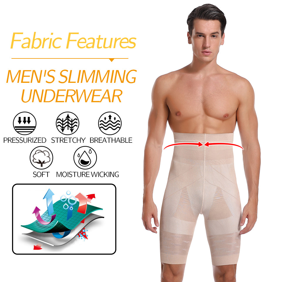 Herren Body Shaper Bauchkontroll-Shorts Shapewear Bauchmieder Boxer Slips Hohe Taille Schlankheitsunterwäsche Bein Kompressionshose