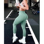 Nahtlose Damen-Yogahose mit festem Bund, dreifachem Bund, sexy, hüfthebend, enge Sporthose, Fitness-Trainings-Yogahose
