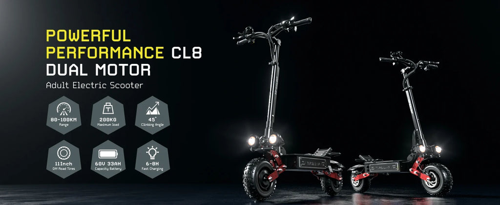 TIFGALOP CL8 Elektroroller 6000W Leistungsstarker Motor 60V 33Ah Akku bis zu 100km Reichweite Straßenzulässiger Erwachsenen-Kleinstwagen Elektroroller