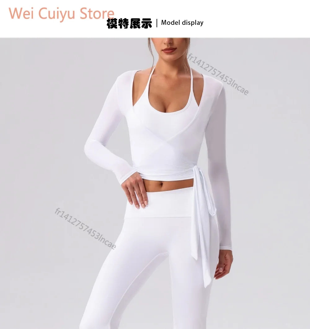 Yoga Sportshirt Blusen Pilates Crop Top Fitness Damen Langarm T-Shirt Oberteile Sweatshirt Sportbekleidung Damen Gym Yoga Kleidung