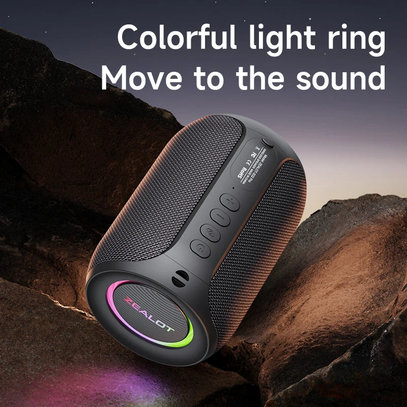 ZEALOT-S32PRO Tragbarer Bluetooth 5.2 Lautsprecher Outdoor Wasserdichter Kabelloser TWS Mini-Säulenlautsprecher Outdoor TF-Karten Boombox