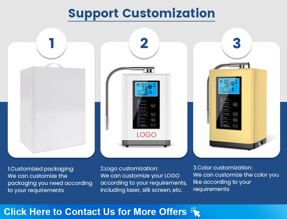 Alkalische Wassermaschine Ionisator PH Wassergerät Alkalischer Wasserspender 5 Platten Platinbeschichtung Alkalischer Wasserionisator