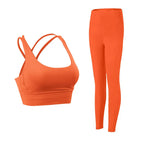 2-teiliger Yoga-Anzug für Damen Trainingsanzug Sportkleidung Pilates Fitness-Anzug Gym Workout Push-up Kleidung Sport-BH Leggings-Anzug