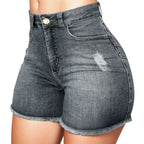 Damen High Waist Po-Lifting Jeans Shorts Ausgefranster Saum Stretchy Bodycon Jeans Shorts Sexy Sommer Club Hot Pants Streetwear 2026