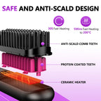 Cordless Hair Straightener Brush 3 Temperature Electric Negative Ions Ceramic Anti-Scald Heated Comb Hair Styling Tools