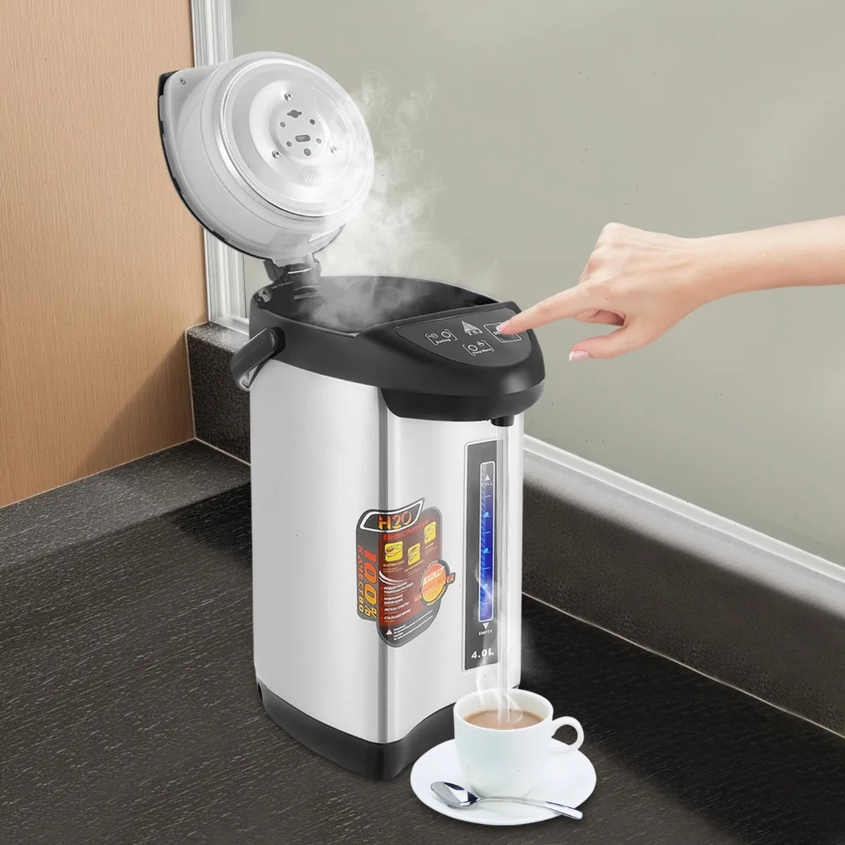 750W Warmwasserbereiter, Heißwasserspender, Wasserkocher 4L Schwarz 220V, Schnellkochend, großes Fassungsvermögen für Trinkwasser zu Hause Zweitbild