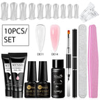 24-teiliges Set 20ml Poly Nail Extension Gel Kit Mini-UV-Lampe Versiegelung mit Basislack Überlack Professionelles Poly-UV-Nagelgel-Kit Starter-Kit
