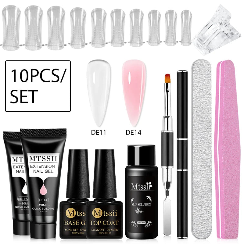 24-teiliges Set 20ml Poly Nail Extension Gel Kit Mini-UV-Lampe Versiegelung mit Basislack Überlack Professionelles Poly-UV-Nagelgel-Kit Starter-Kit