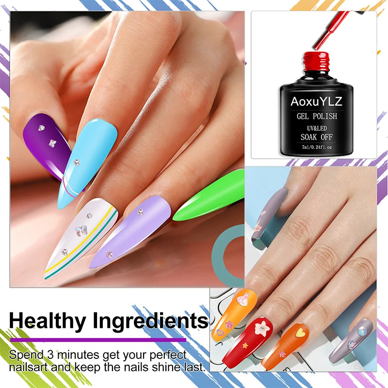 28tlg./Set Gel-Nagellack-Set Glasflasche Soak Off UV-Gel-Lack Rot Rosa Bunter Gel-Nagellack Matt Top Base Coat Nagelgel-Kit