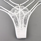 3 Stück Spitze Dünne Träger Tanga Frauen Tiefe Taille Sexy Perspektive Unterwäsche Damen Transparenter G-String Slip Plus Size T-Rücken