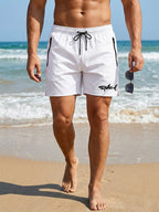 Hai-Grafik Herren Badeshorts Sommer Lässige Strandshorts mit Netzfutter Reißverschlusstaschen Schnell trocknende Badehose