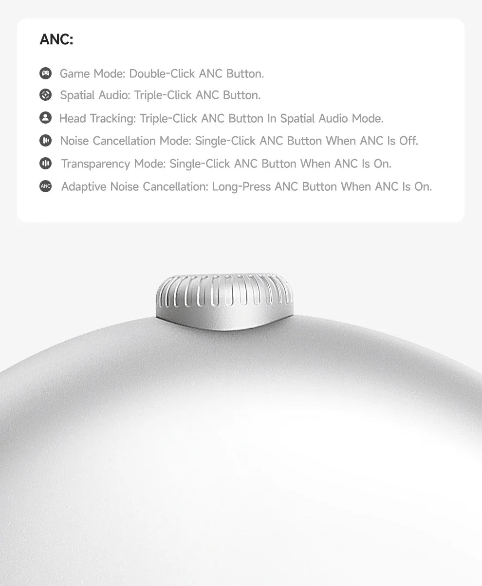 Picun F8MAX ANC Kabellose Kopfhörer 59dB Hybrid Active Noise Cancelling Spatial Audio Earphone Bluetooth 6.0 Over-Ear Headset 180H