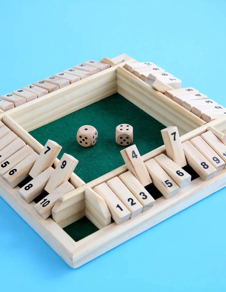 Holzwürfel-Brettspiel Shut The Box für 4 Spieler Klappen & Würfel Spiel Eltern-Kind Interaktion Familienunterhaltung