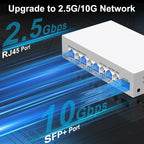 HORACO 2.5GbE Managed Switch 8 Port 2.5GBASE-T Netzwerk-Switcher 10G SFP+ Slot Uplink Web Managed Hub Internet Splitter Lüfterlos