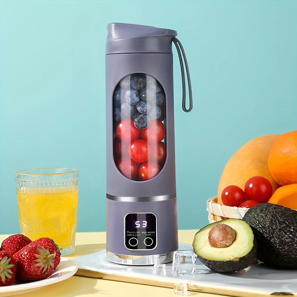 Portable Outdoor Electric Juicer 450ML  Digital Display Juice Cup USB Charging Mini Fruit Juicer