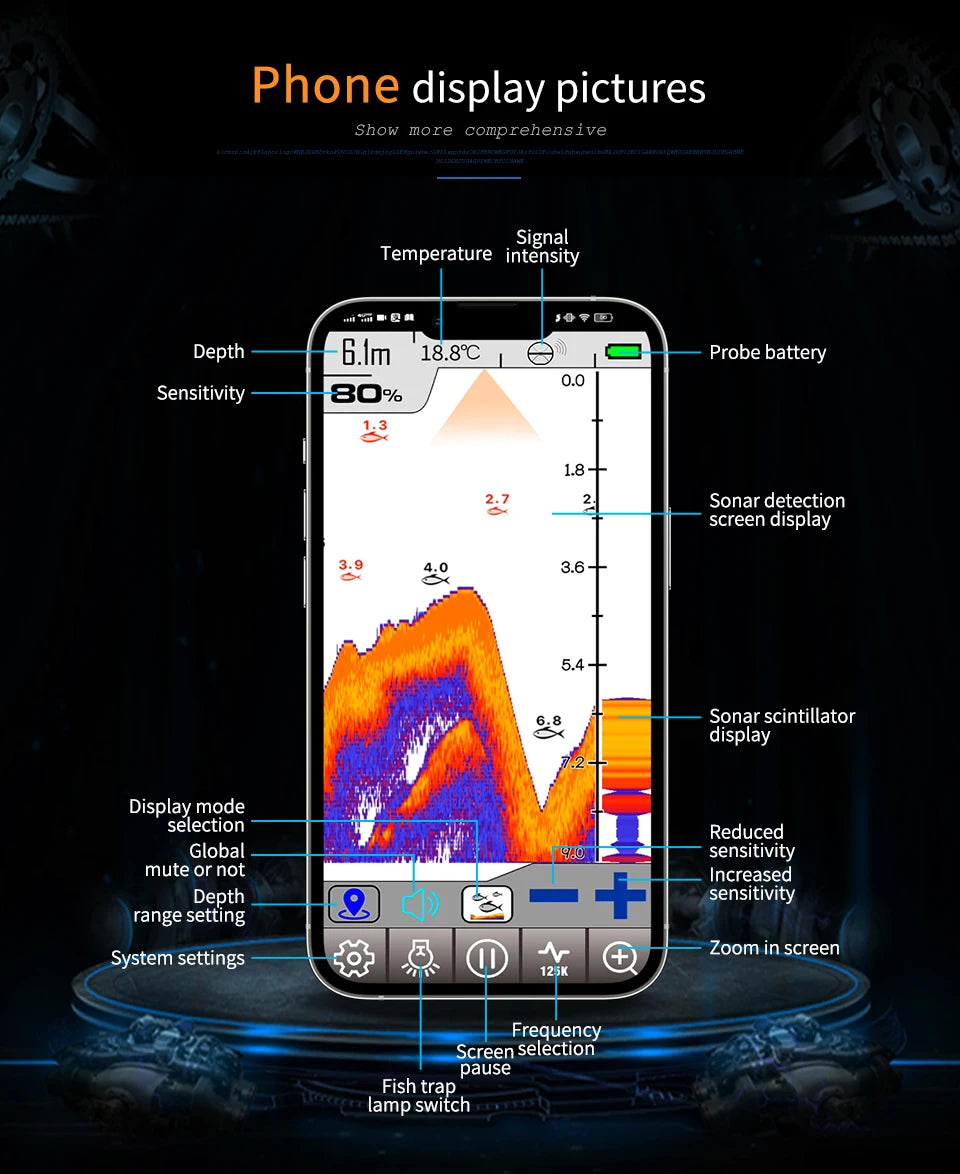 Erchang F68 WIFI Fischfinder 100M Drahtloser Fischfinder Echolot Detektor Angeln für See und Meer IOS& Android