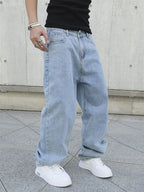 Frühling Herbst Herren Baggy Jeans Oversize Straight Loose Lässige Denim Hose Unifarben Streetwear Fashion Y2k Weite Hosen