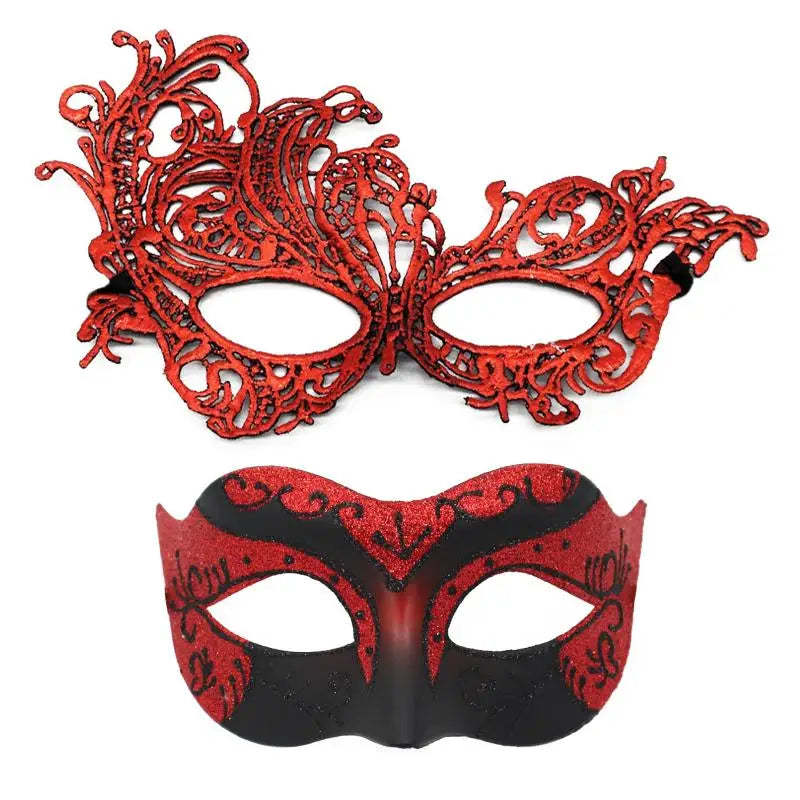 2er-Set, elegante schwarze Spitzen-Masken für Paare für Kostümpartys