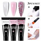LILYCUTE 15ml Verlängerungsgel-Nagellack-Set Quick Nail Prolong mit Verlängerungsform-Nagelspitzen Acryl-Lösung Maniküre-Werkzeug-Kit
