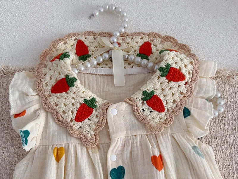 MILANCEL Sommer-Baby-Strampler 0-24M Süßer Liebes-Kleinkind-Overall Dünn Belüftete Babykleidung Karotten-Mädchen Einteiler