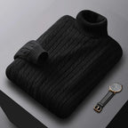 Herbst Neues Herren Rollkragenpullover Jacquard-Strickpullover Einfarbig Freizeit Wärme Hochelastisch Vielseitiger Herren-Pullover