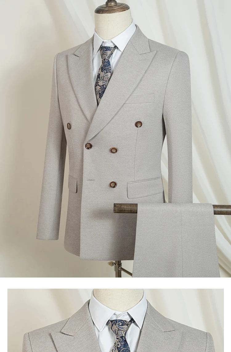 ST Cassy Dunkelblau Eleganter Herrenanzug 2-teiliges Set Moderne Hochzeitsanzüge für Herren Stilvoller Business-Büroanzug