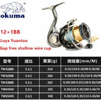 Okuma Ganzmetall-Angelrolle mit flacher Spule 15 kg Korrosionsschutz Salzwasser Spinnrolle 1000-5000