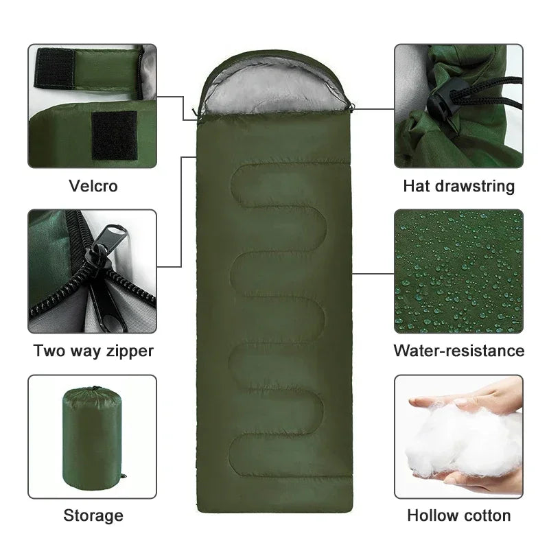 Camping-Schlafsack Ultraleicht Wasserdicht 4 Jahreszeiten Warmer Hüllenschlafsack für Outdoor Reisen Wandern