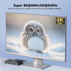 KCEVE 8K DisplayPort KVM Switch 2 Computers 1 Monitor ,8K@60Hz/4K@240Hz DP KVM Switch for 2 PC 1 Monitor to Share Mouse,Keyboard