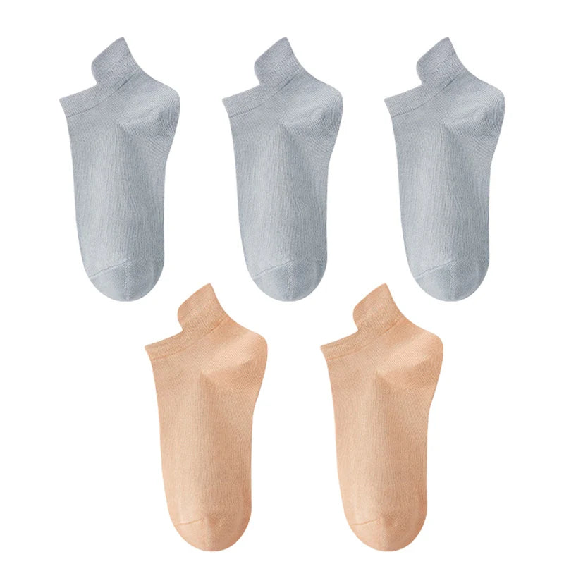 10 Stück=5 Paar Damen Socken Casual Atmungsaktiv Hohe Qualität Knöchelsocken Sommer Low Cut Baumwolle Dünne Kurze Elastische Socken calcetines