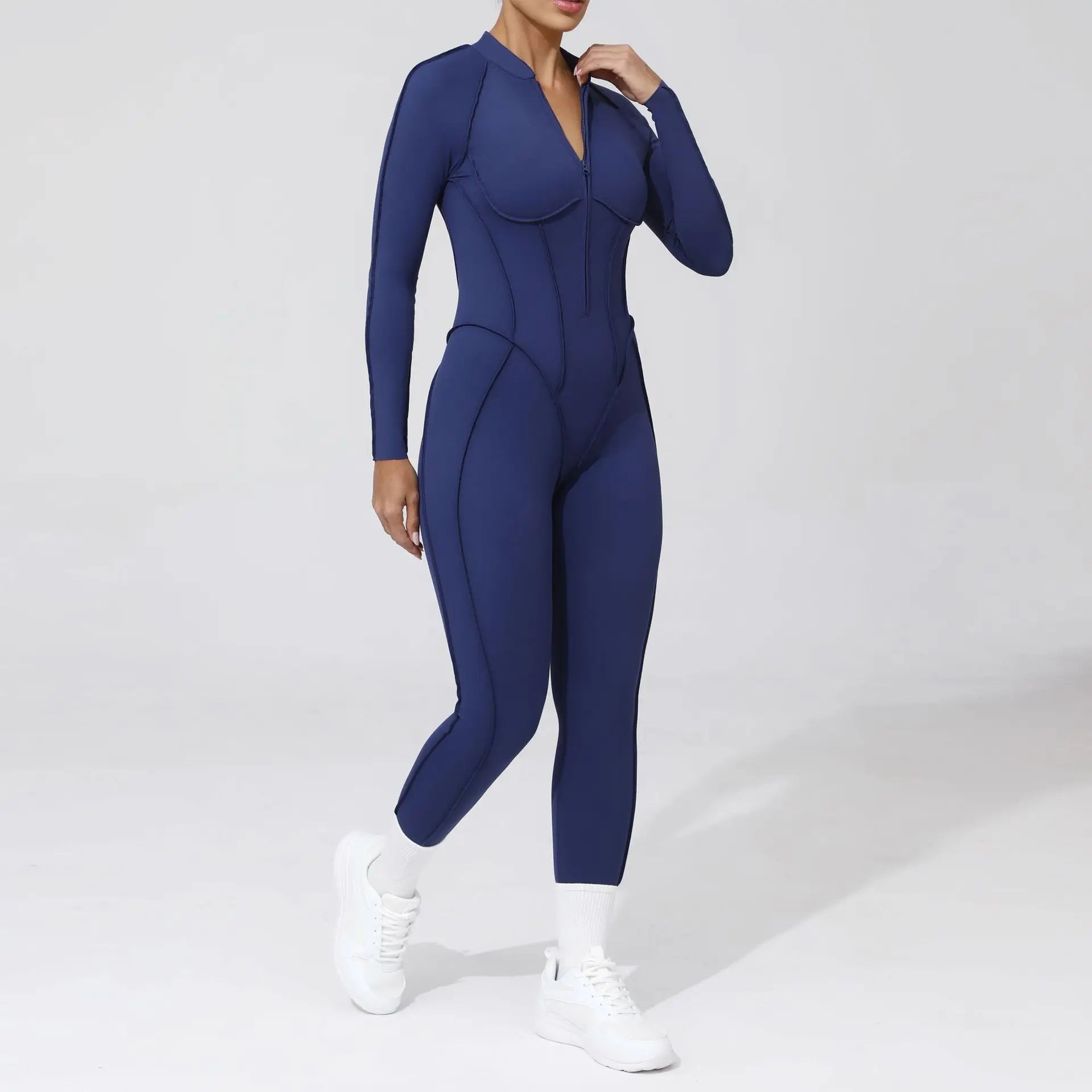 Damen-Trainingsanzug Fitness-Workout Sportkleidung Outfit Reißverschluss-Jumpsuit Yoga Fitness Overall Set Offene Rücken Bodysuits Anzug für Damen