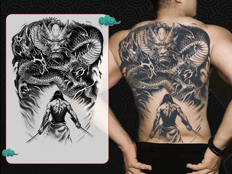 Magic Juice Tinte Wasserdichte Tattoo Aufkleber Große Größe Kräutersaft Temporäre Tattoos Männer Body Art Drache Tiger