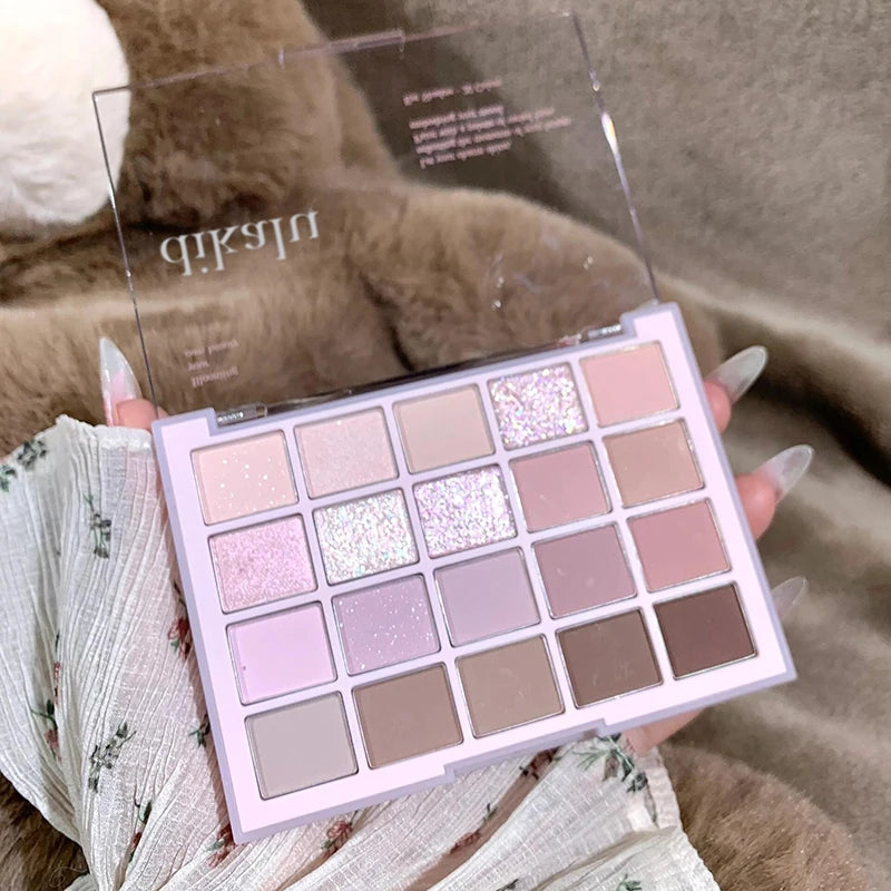 DIKALU 20-Farben Koreanische Lidschatten-Palette mit geringer Sättigung Matt Wasserfest Braun Rosa Lidschatten-Palette Langanhaltendes Tages-Make-up
