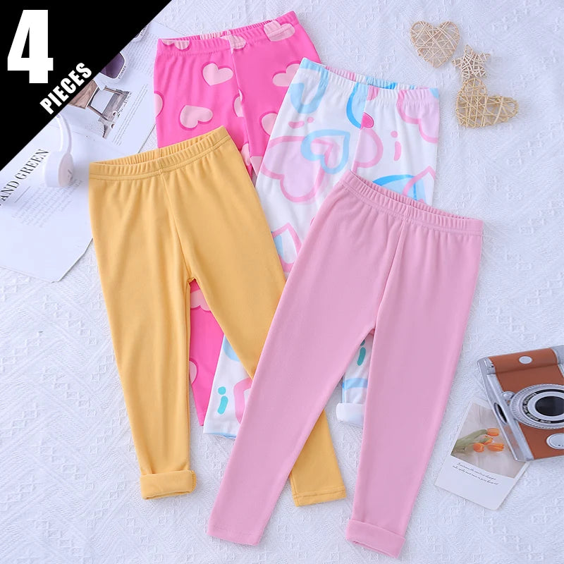 3/4-piece Autumn/Winter Children's Multi-color Combination Fashionable Slim Fit Leggings For Girls Sports And Casual Warm Pants