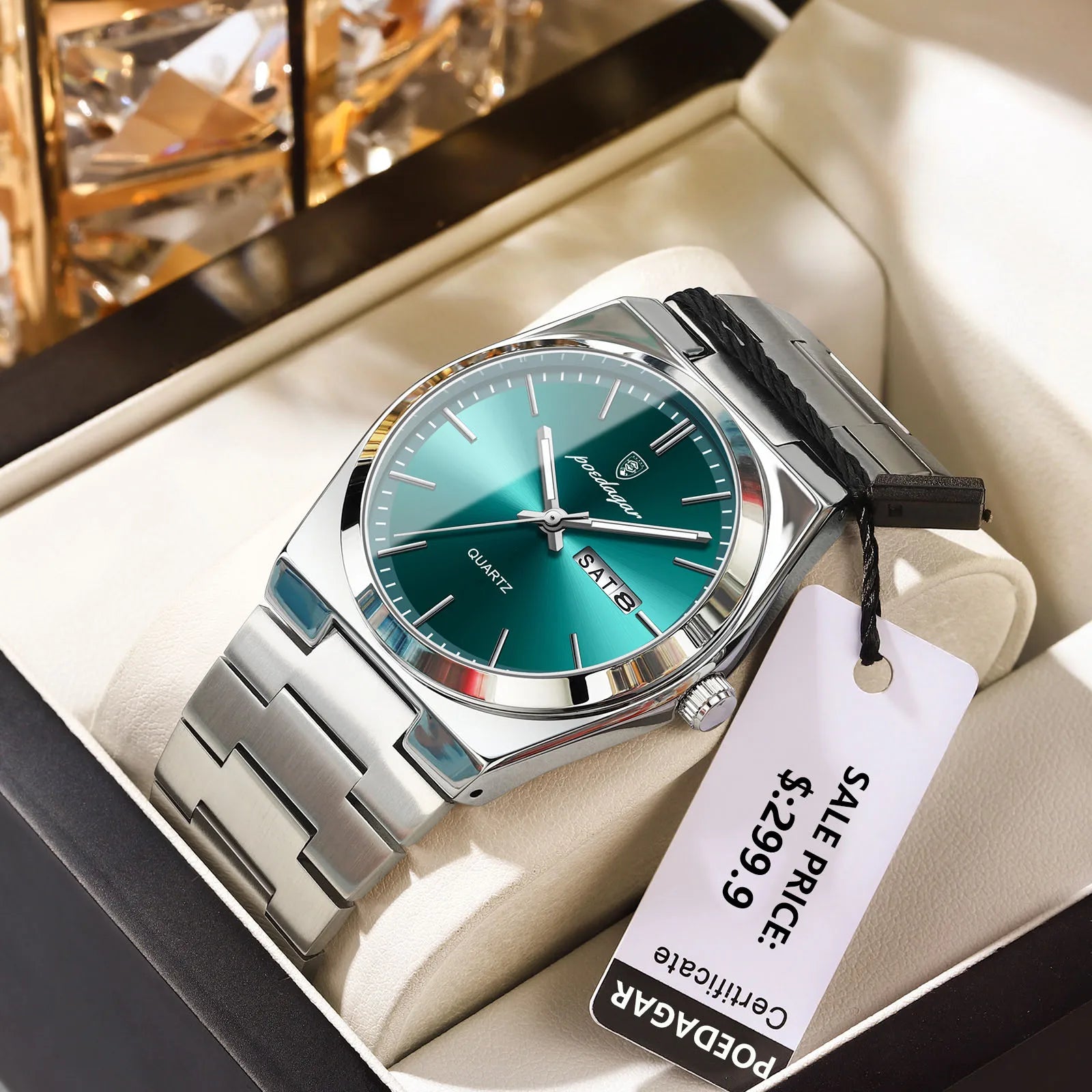 POEDAGAR Luxus Herrenuhren Wasserdicht Leuchtende Datumsanzeige Wochentag Herrenuhr Edelstahl Casual Mode Quarz Herren Armbanduhr Reloj Hauptbild