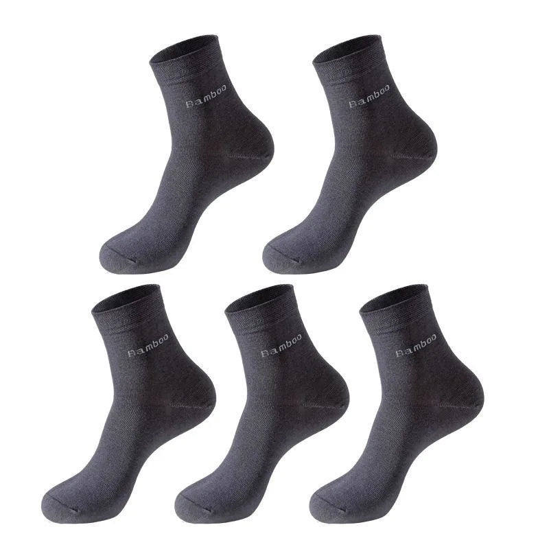 5 Paar/Herren Bambussocken Bequem Atmungsaktiv Freizeit Business Herren Crew Socken Hohe Qualität Antibakteriell Wadenhohe Socken EU39-45