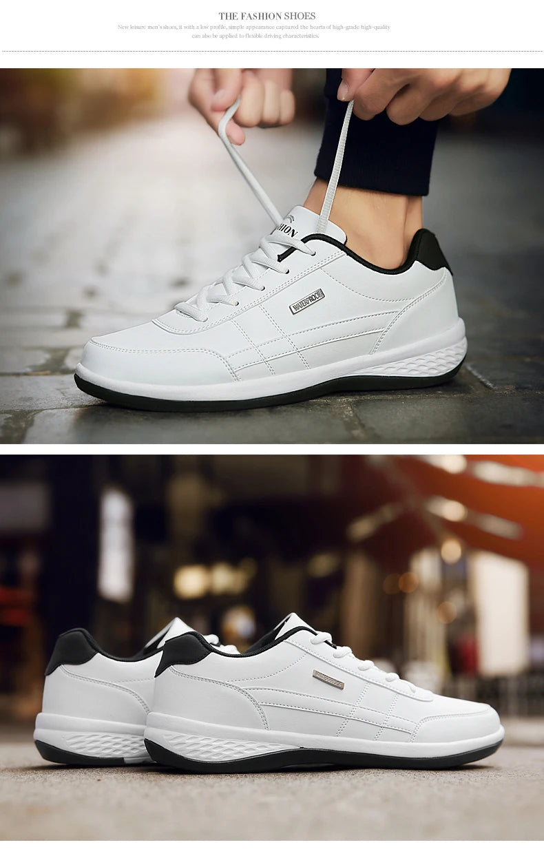 YRZL Herrenschuhe Frühling Herbst Wasserdichte Wandersneaker Freizeit Herren Ledersportschuhe Rutschfeste Tennisschuhe für Herren