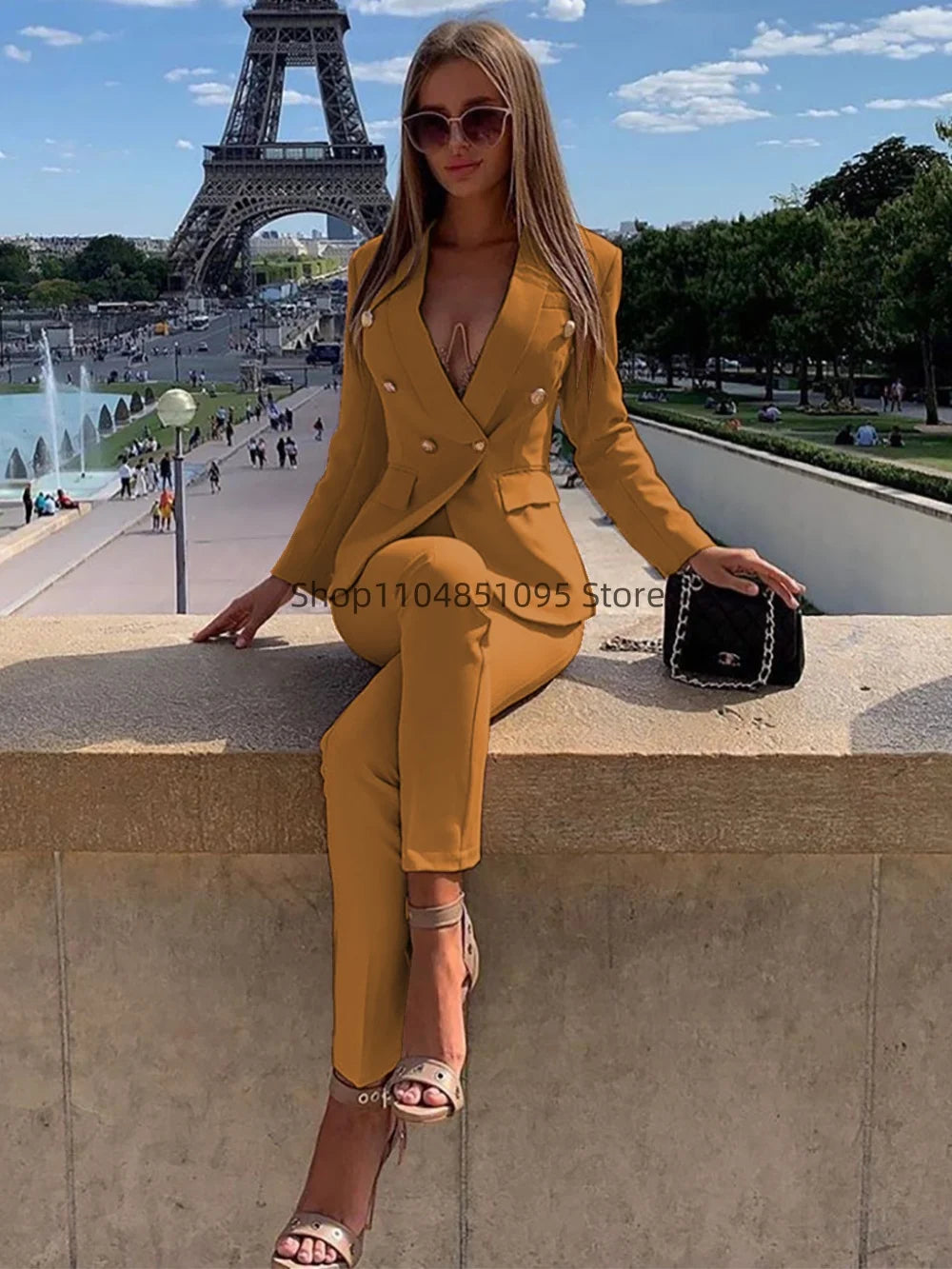 Neue elegante Hosenanzüge Damen Western-Stil Beige 2-teiliges Set glättet Ihre Silhouette für Pendeln Freizeit Damen Anzüge Set