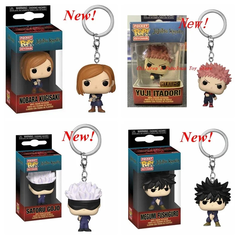 Neueste FUNKO Pocket Keychain Jujutsu Kaisen Megumi Yuji Itadori Nobara Kugisaki Satoru Actionfigur-Sammelspielzeug als Geschenk