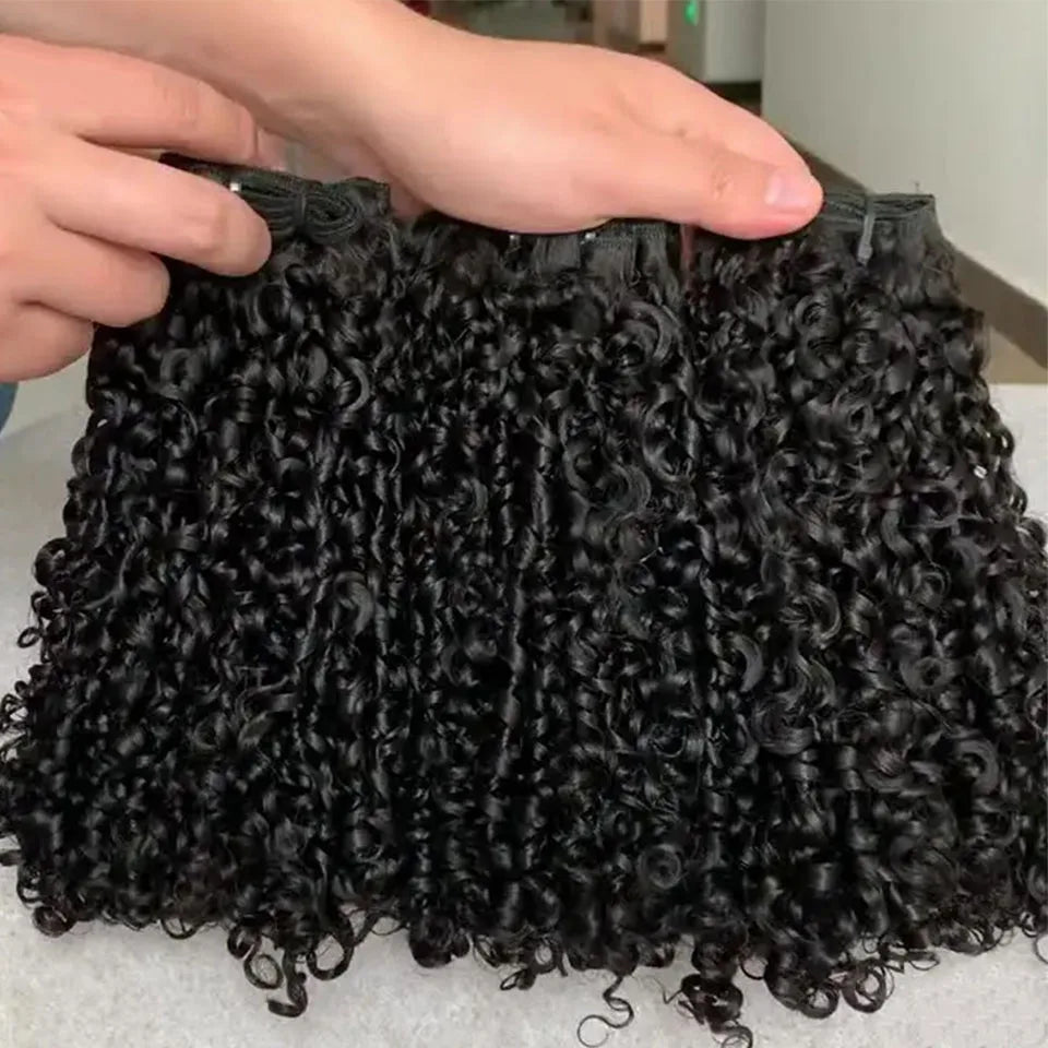 Pixie Locken Echthaar Weave Bundle mit Verschluss Brazilian Echthaar Weave Extensions 100% Echthaar Tressen HD Lace Verschluss